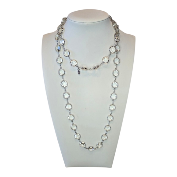 Swarovski Vintage Faceted Crystal Sterling Silver Continous Strand Necklace - Picture 1 of 5